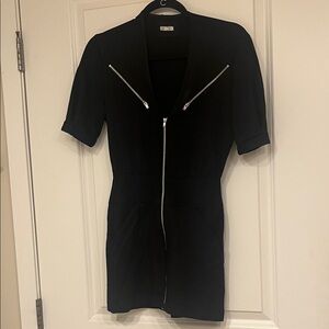 Reformation Black Zip Mini Dress